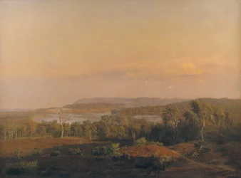 Vue vers Himmelbjerget, Jutland. Soir