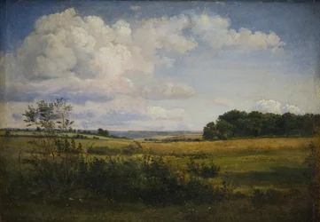 Paysage avec nuages ensoleillés