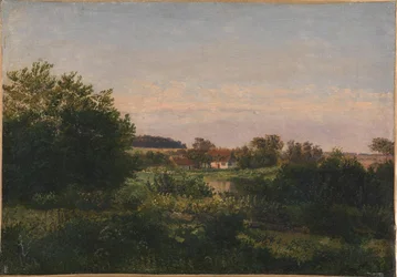 Paysage avec un cottage près d