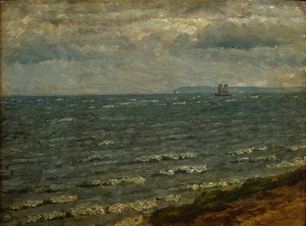 Paysage marin avec pluie imminente. Lillebælt
