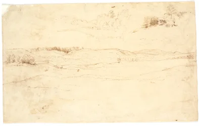 Vue sur un paysage avec collines nues