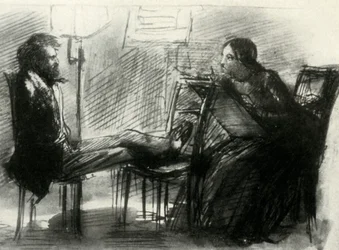 Elizabeth Siddal dessinant Rossetti, 1853, 1947