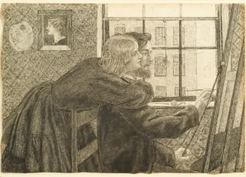 G P Boyce avec Fanny Cornforth au studio de Rossetti, Chatham Place, c.1858