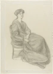 Mme William Morris assise sur une chaise