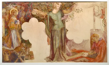 Vision de Sir Lancelot du Saint Graal : Étude pour la peinture murale dans l