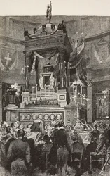 Politiciens et officiers italiens assistant à la cérémonie funéraire de Victor Emmanuel II (1820-1878), roi d