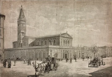 Nouvelle église du Sacré-Cœur à Rome, Italie, gravure d