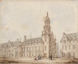 La Bourse Royale de Dundee avec tour et couronne : Premier dessin