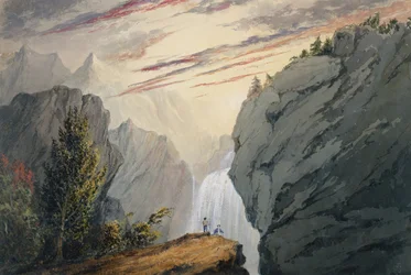 À la cascade, vers 1850