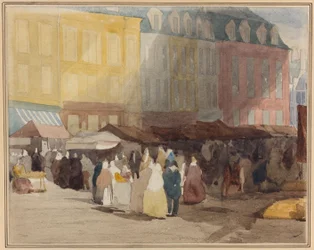Scène de marché français, peut-être Boulogne