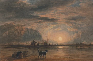 Scène de plage - lever de soleil