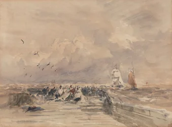 Jetée de Dieppe, vent fort