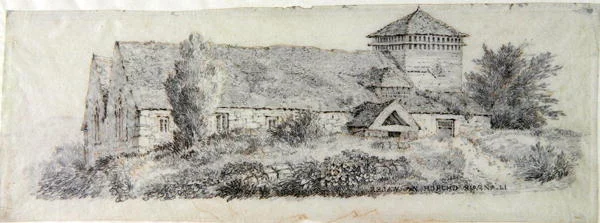Église de Llanfair, nord du Pays de Galles, c.1813