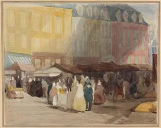 Scène de marché français, peut-être Boulogne