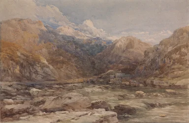 Paysage fluvial au Pays de Galles, vers 1850