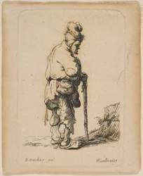 Mendiant appuyé sur un bâton, n.d.