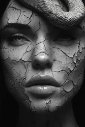 Visage fissuré avec un serpent