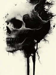 Crâne noir ruisselant