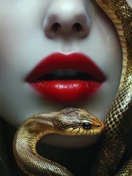 Lèvres séduisantes, serpent doré