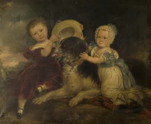 Arthur et Frances Hood, les enfants de Sir Arthur Gregory de Styvechale Hall, et Nelson, 1838