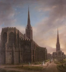Églises St. Michaels et Sainte-Trinité, depuis le nord-est, Coventry, 1849