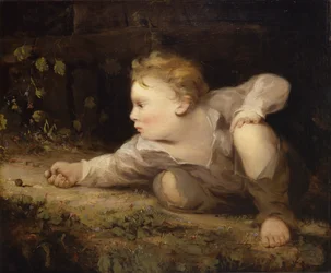Garçon jouant aux billes, vers 1858