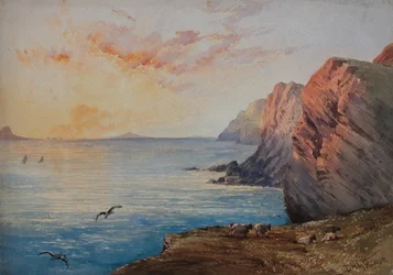 Côte du Dorset au coucher du soleil
