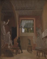 Le sculpteur Jens Adolph Jerichau dans son atelier à Rome