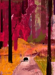 Chien noir, 2013, collage sur papier