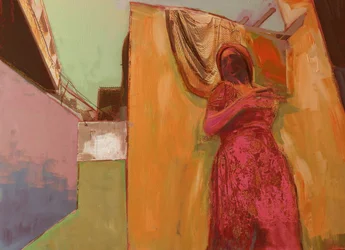 Femme en robe rose, 2016