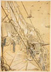 Sur un cuirassé : aération des couvertures, illustration de 