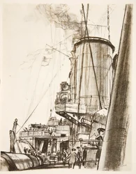Sur un cuirassé : le pont arrière, illustration de 