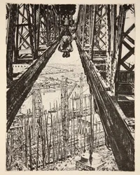 Chantier naval vu de la grande grue, illustration de 