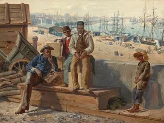 Garçons noirs sur le quai, vers 1865.