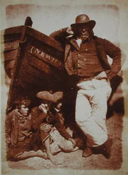 Un pêcheur de Newhaven et des garçons, vers 1843-47