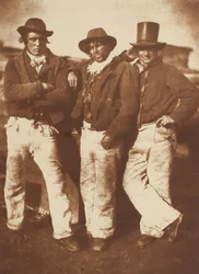Alexander Rutherford, William Ramsay et John Liston, Newhaven, 1843-47, imprimé vers 1916. Créateurs : David Octavius Hill, Robert Adamson, Hill & Adamson