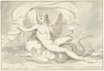 Dieu de la mer sur un dauphin