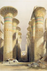 Avenue centrale de la Grande Salle des Colonnes, Karnak, Égypte, 19e siècle