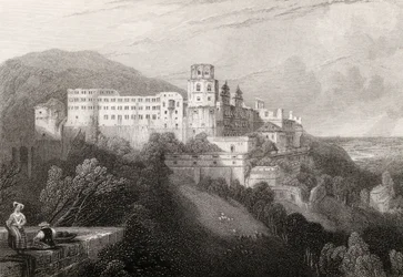 Château de Heidelberg, gravé par J.T.Willmore dans 