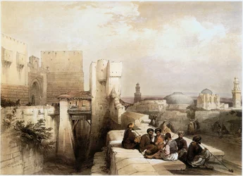 En Terre Sainte : Jérusalem, entrée de la citadelle (gravure)