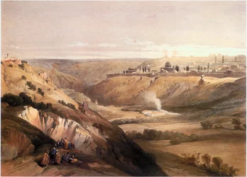 En Terre Sainte : Jérusalem, vue du Mont des Oliviers (gravure)