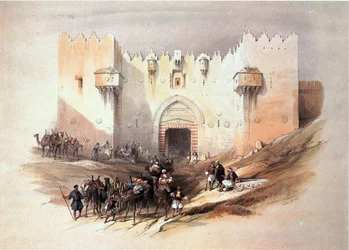 En Terre Sainte : Jérusalem, la porte de Damas (gravure)