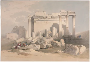 Ruines du portique oriental du Temple de Baalbek, 1839