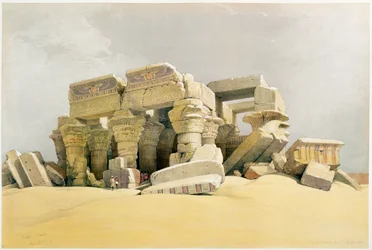 Ruines du temple de Kom Ombo, Égypte, vers 1845