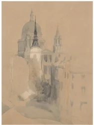 Croquis de la cathédrale Saint-Paul, Londres, depuis Ludgate Circus