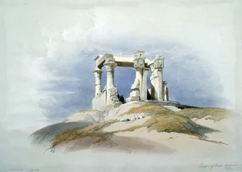 Temple de Wady Kardassy, Nubie", aquarelle. David Roberts (1796-1864), artiste et orientaliste écossais. Ancienne Égypte Archéologie Religion Mythologie Ruine