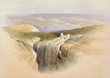 La Mer Morte en direction de Moab, 4 avril 1839, planche 50 du Volume II de 