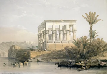 Le temple hypèthre de Philae, appelé le lit du pharaon, gravé par Louis Haghe, publié en 1843