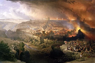 Le siège et la destruction de Jérusalem par les Romains sous le commandement de Titus, en l