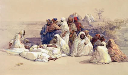 Le marché aux esclaves, Le Caire, vers 1838 (crayon et aquarelle sur papier)
